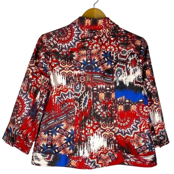 Chicos Abstract Mixed Print Stretch Cotton Jacket 1 US M - Picture 5 of 5